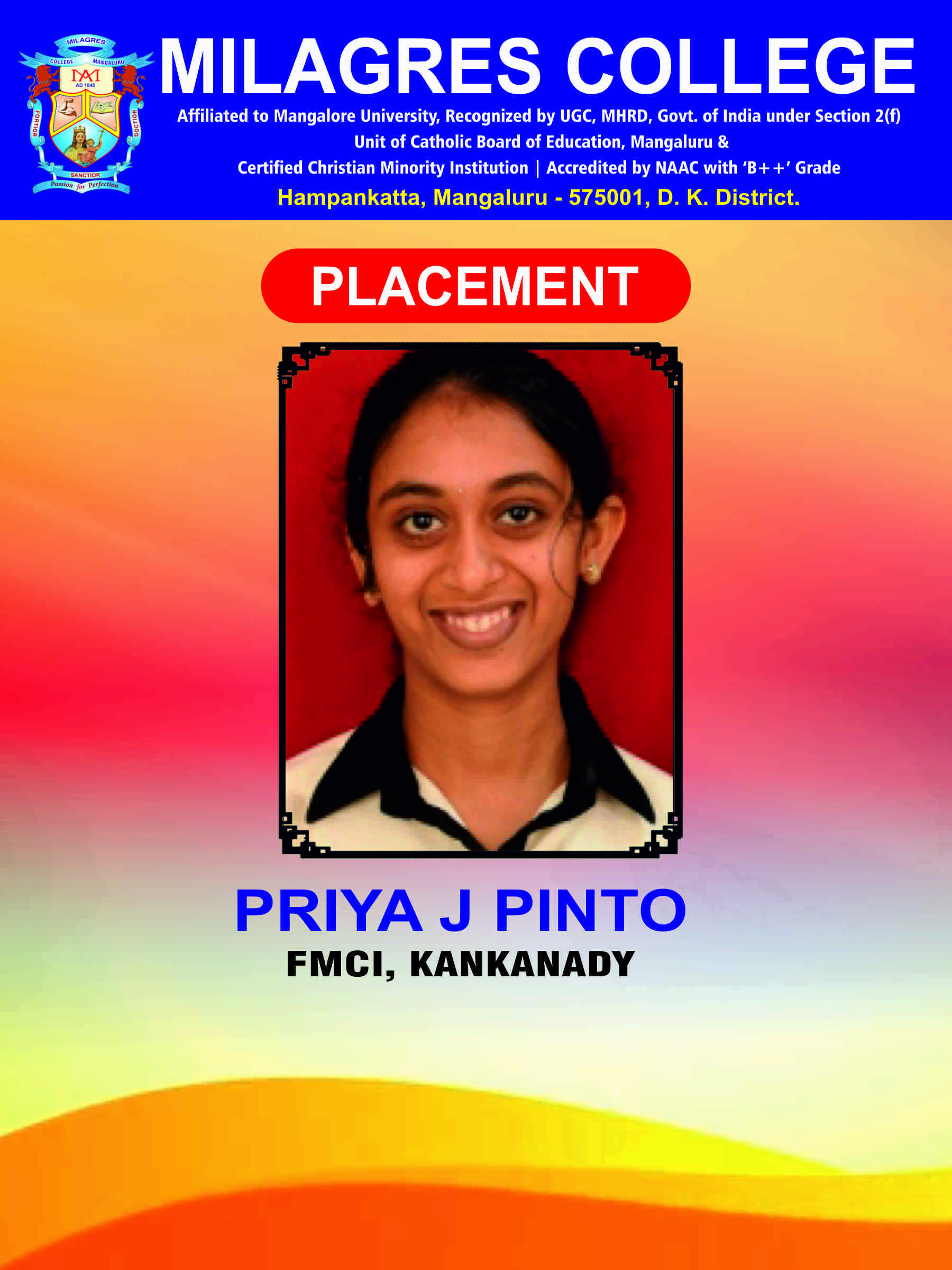 Successfully placed student